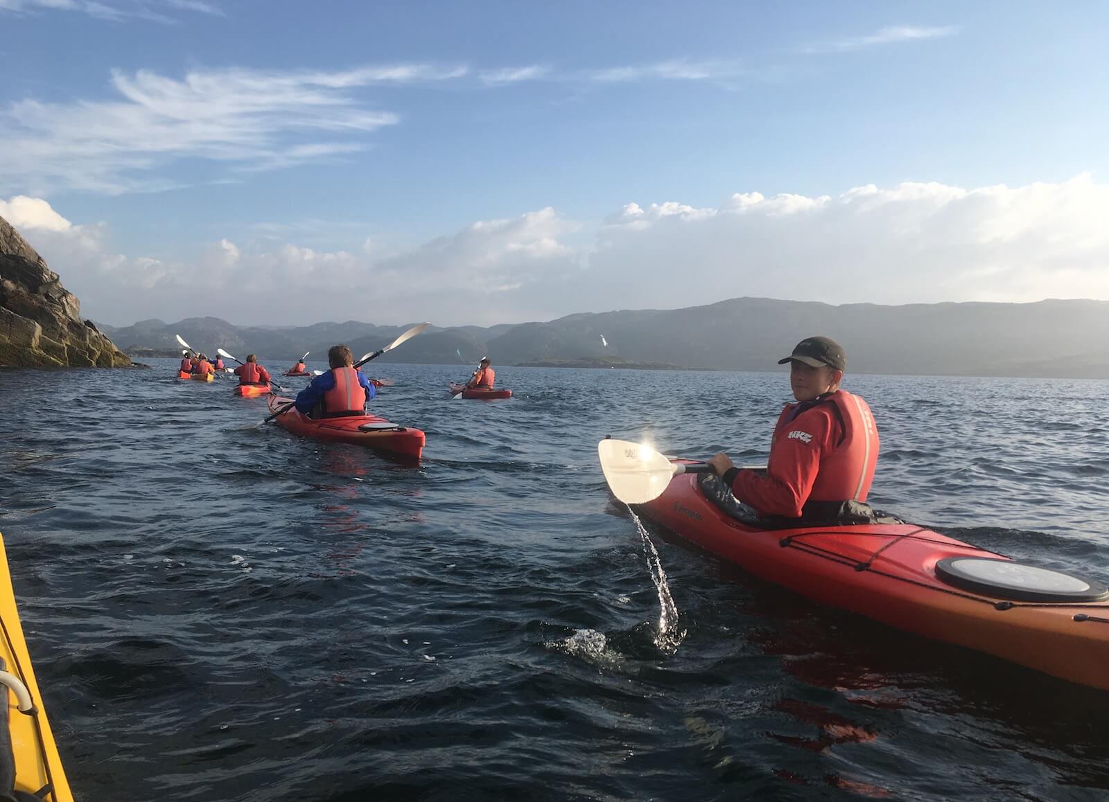 Summer camp kayaking on west coast of Scotland