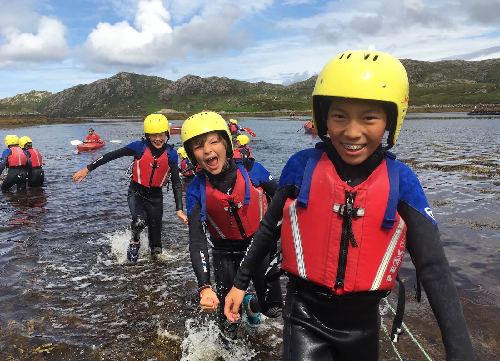 Raft racing on the sea loch