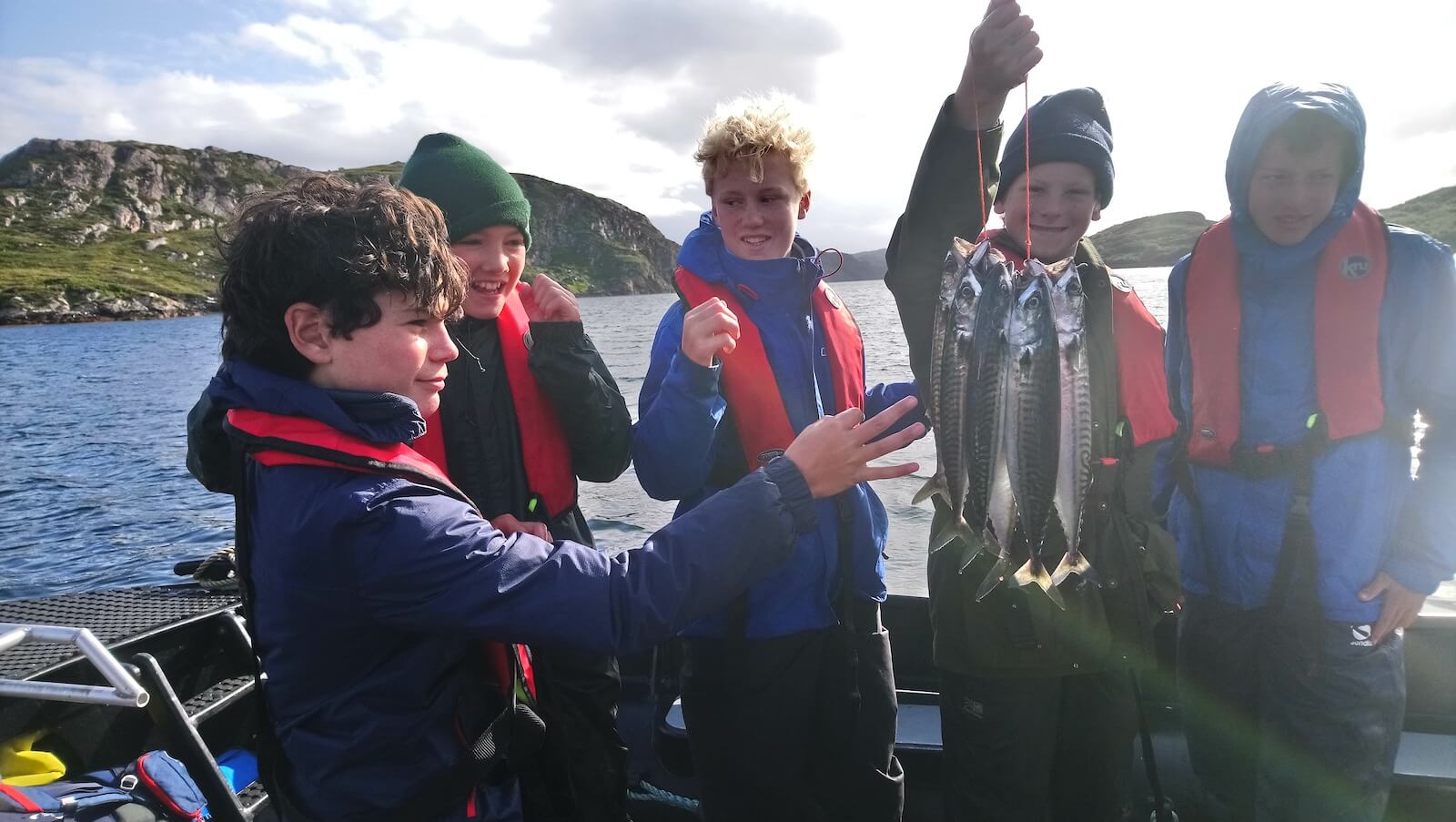 Children mackerel fishing at Ridgway Adventure