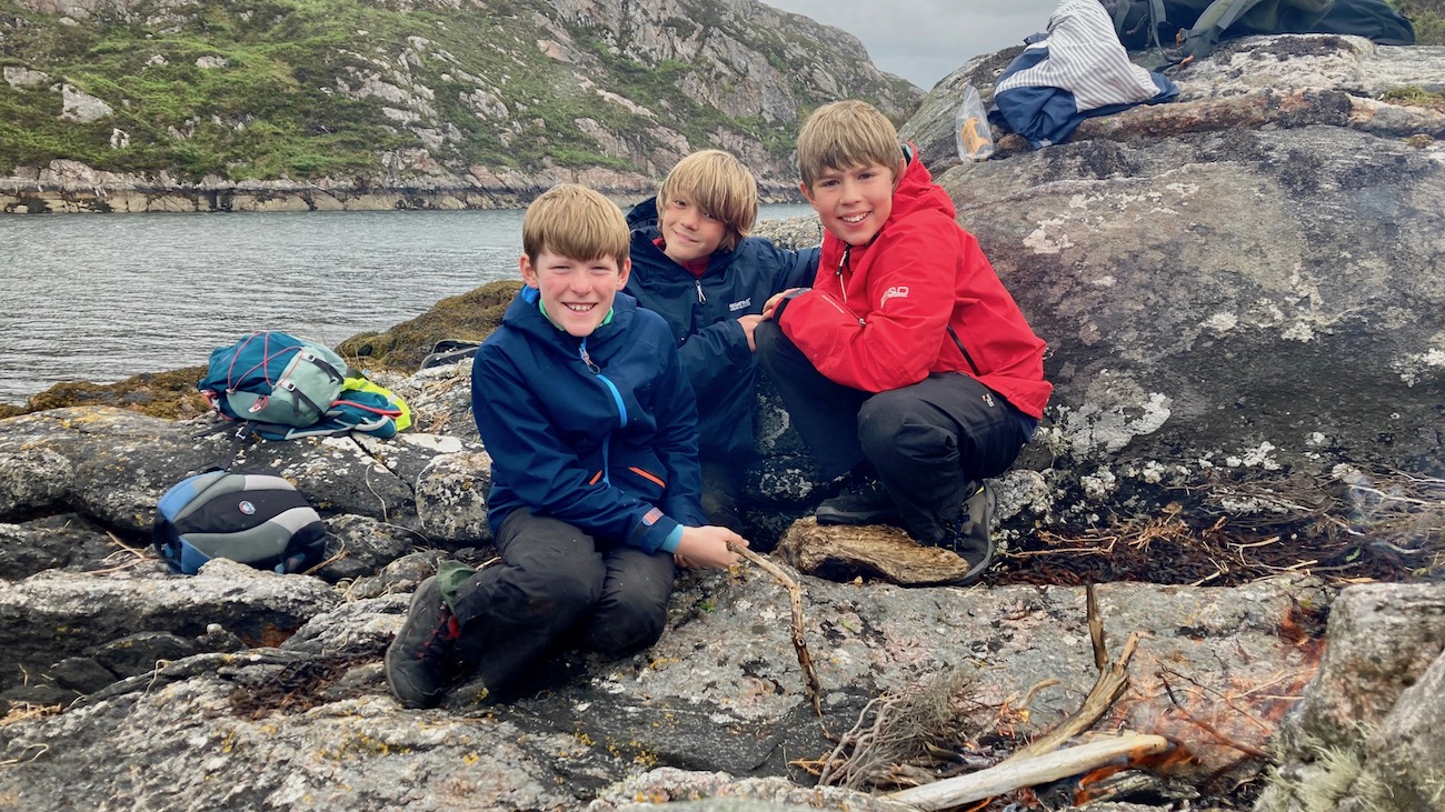 Children learning survival skills